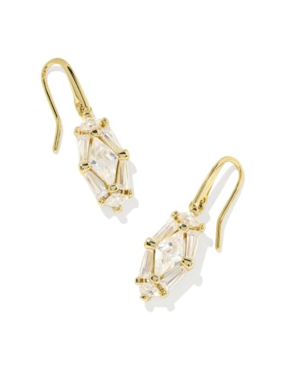 Kendra Scott Lindy Rae Lee Gold Drop Earrings in Clear Crystal NWT Authentic!